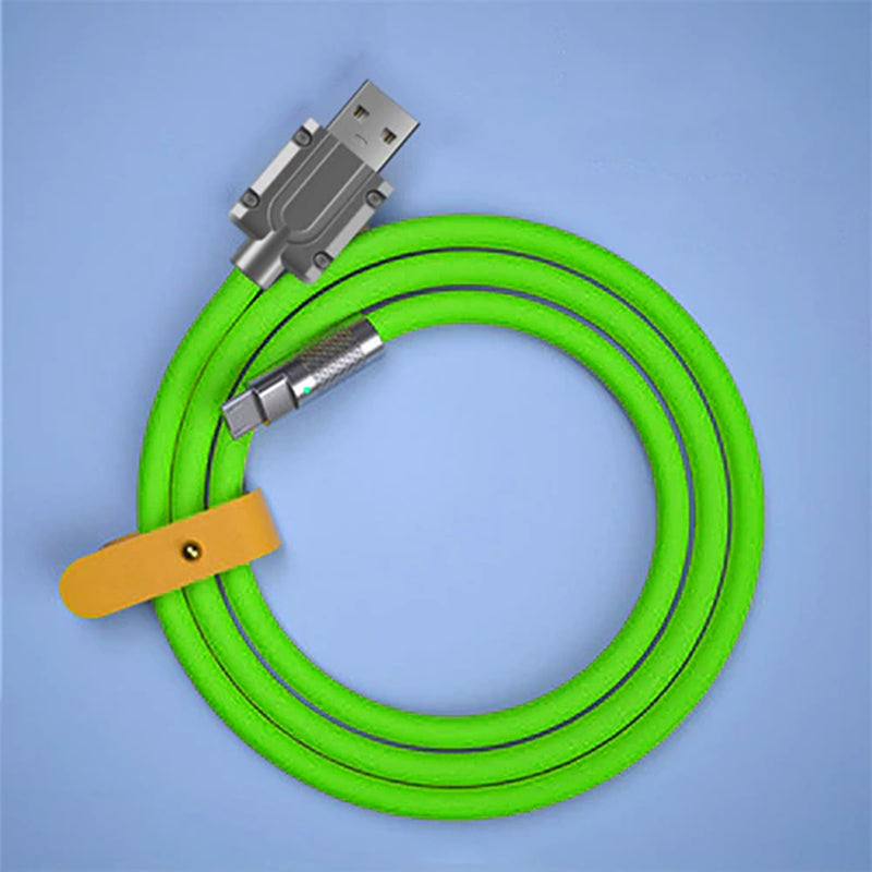 "Ultra-Fast 120W Supercharge Liquid Silicone Type-C Cable - 1M Length for Xiaomi, Huawei, Samsung - Premium Zinc USB Bold Data Line"