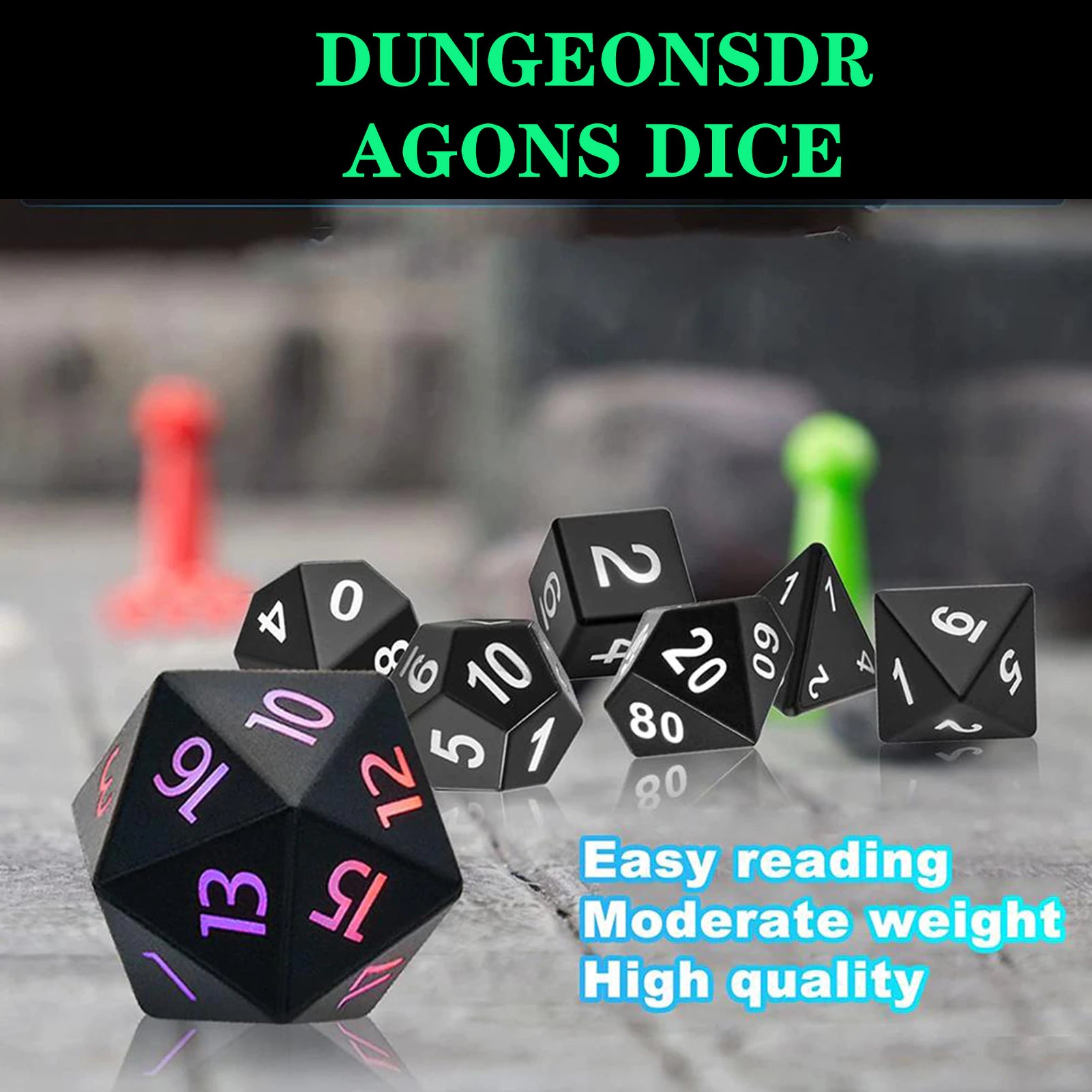 "Illuminate Your Adventure: 7Pcs Rechargeable Light-Up DND Dice Set with Charging Box - Perfect for Dungeon and Dragons RPG!"