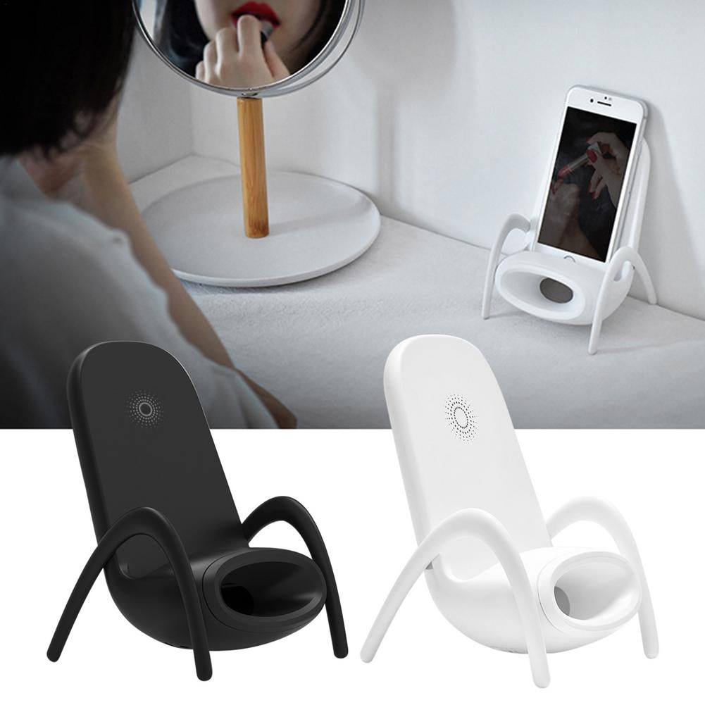 "Charging Chair: Portable Wireless Charger with Speaker and Stand for All Mobile Phones"