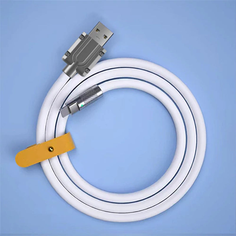 "Ultra-Fast 120W Supercharge Liquid Silicone Type-C Cable - 1M Length for Xiaomi, Huawei, Samsung - Premium Zinc USB Bold Data Line"