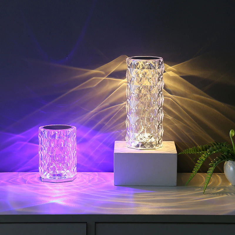 "Romantic LED Crystal Table Lamp - Create a Dreamy Atmosphere with Touch Control, USB Powered Night Light for Bedroom"